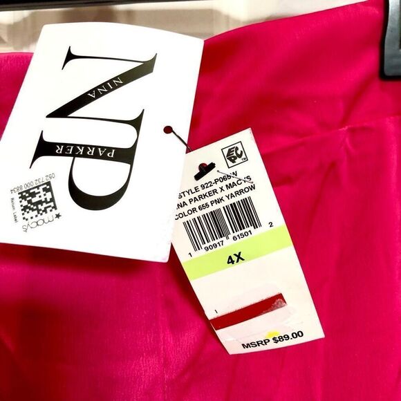 NINA PARKER - L Sz 4X NWT Plus Size Pleated Satin Palazzo Pants in Pink Yarrow. - Picture 4 of 16